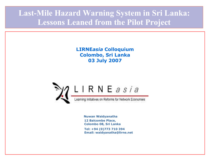 last mile hazard warning system in sri lanka lessons