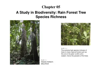 Chapter 05  A Study in Biodiversity: Rain Forest Tree  Species Richness  PLATE 5-2  The extreme