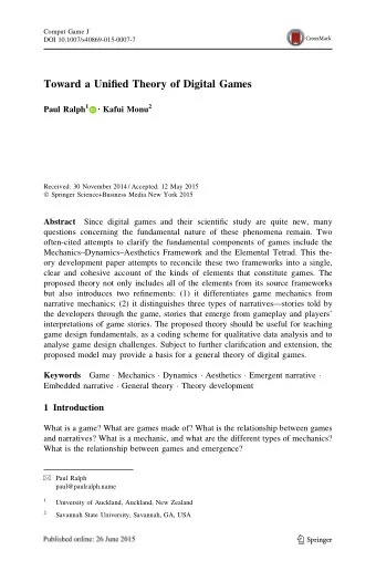 123  Comput Game J  To address these questions we propose developing a unified theory of digital