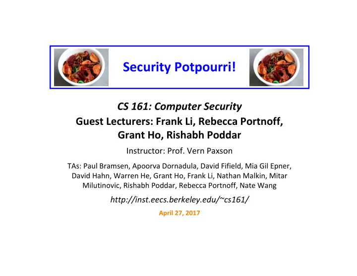 security potpourri
