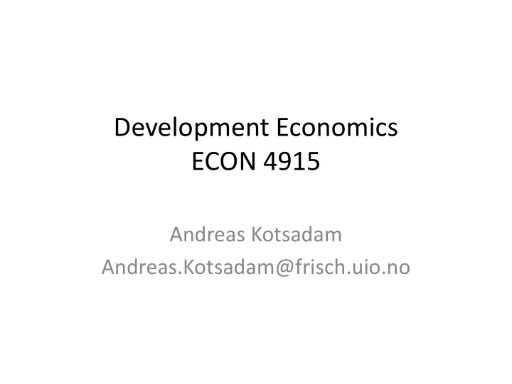 development economics econ 4915