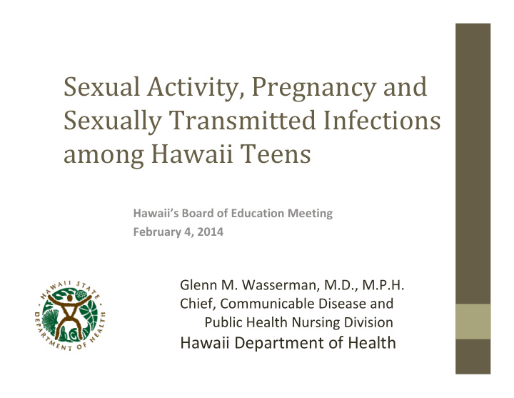 sexual activity pregnancy and sexually transmitted