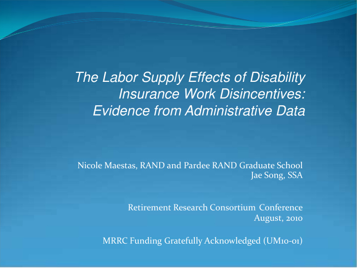 the labor supply effects of disability insurance work