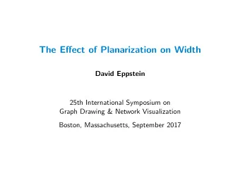 The Effect of Planarization on Width  David Eppstein  25th International Symposium on  Graph