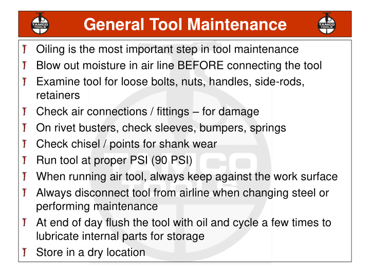 general tool maintenance