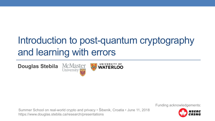 introduction to post quantum cryptography and learning