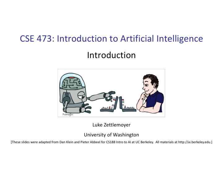 cse 473 introduction to artificial intelligence