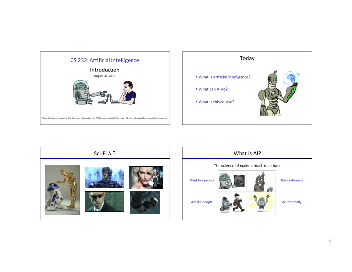 today cs 232 ar ficial intelligence