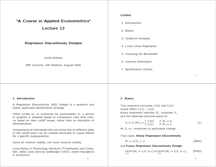 a course in applied econometrics