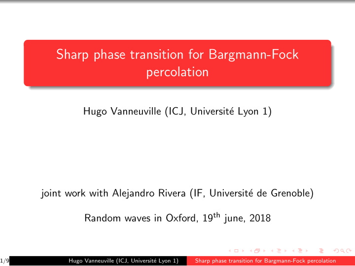 sharp phase transition for bargmann fock percolation