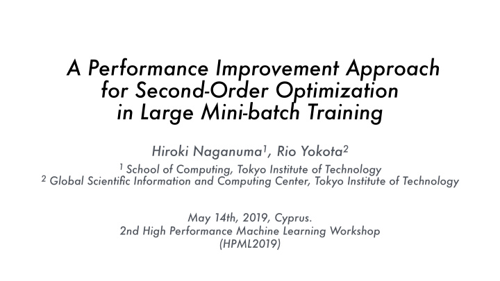 a performance improvement approach for second order