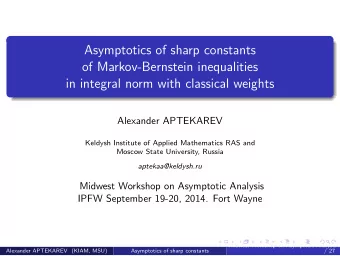 Asymptotics of sharp constants  of Markov-Bernstein inequalities  in integral norm with classical
