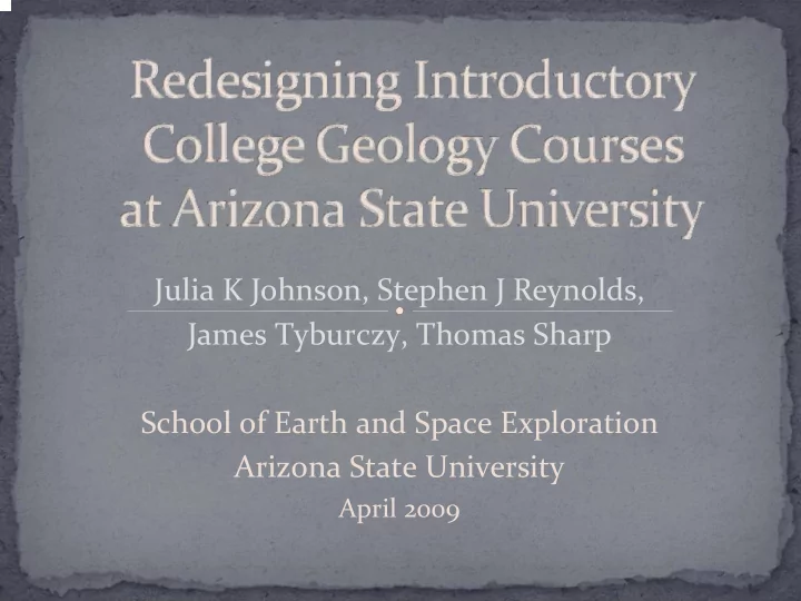 julia k johnson stephen j reynolds james tyburczy thomas
