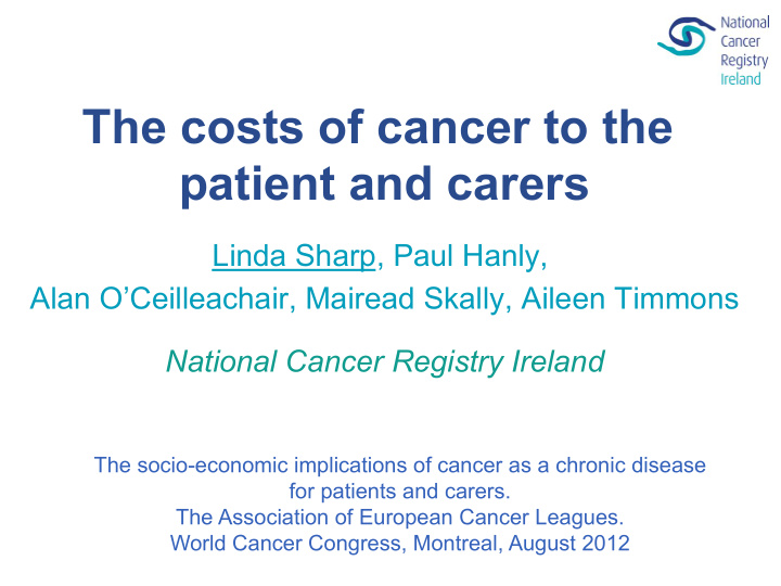 the costs of cancer to the patient and carers