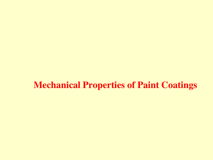 mechanical properties of paint coatings hardness