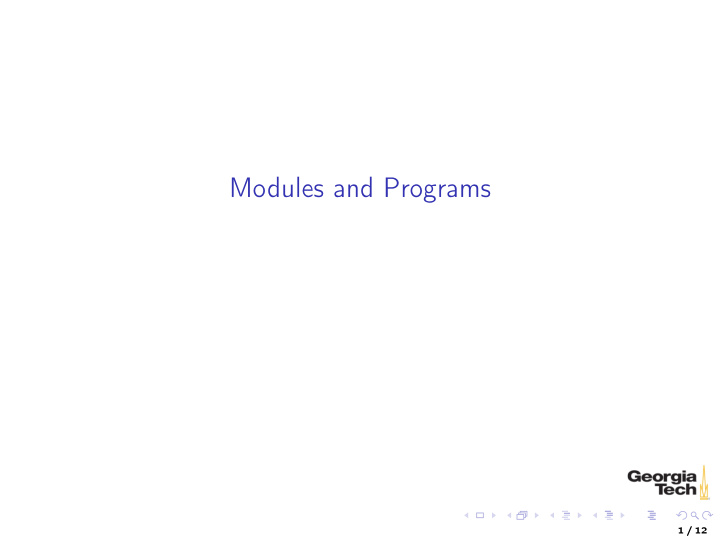 modules and programs