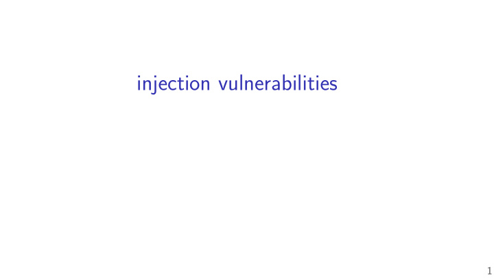 injection vulnerabilities
