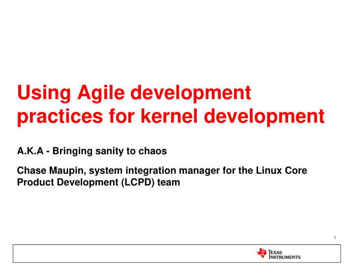 practices for kernel development