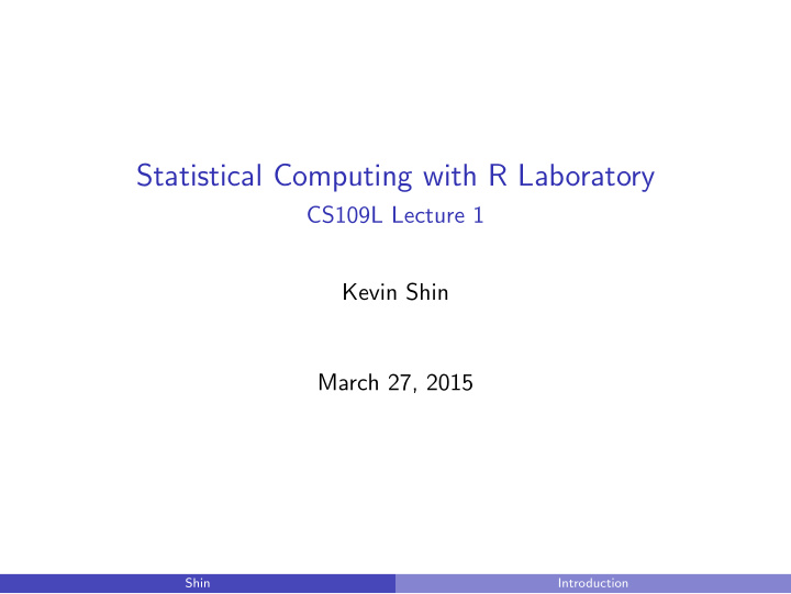 statistical computing with r laboratory