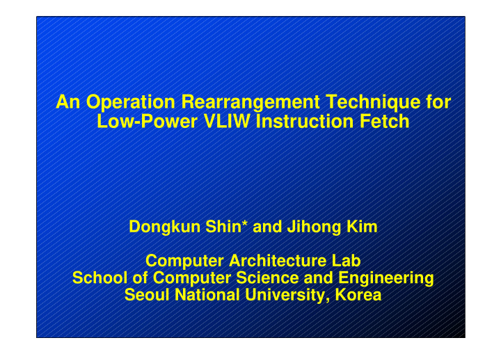 an operation rearrangement technique for low power vliw