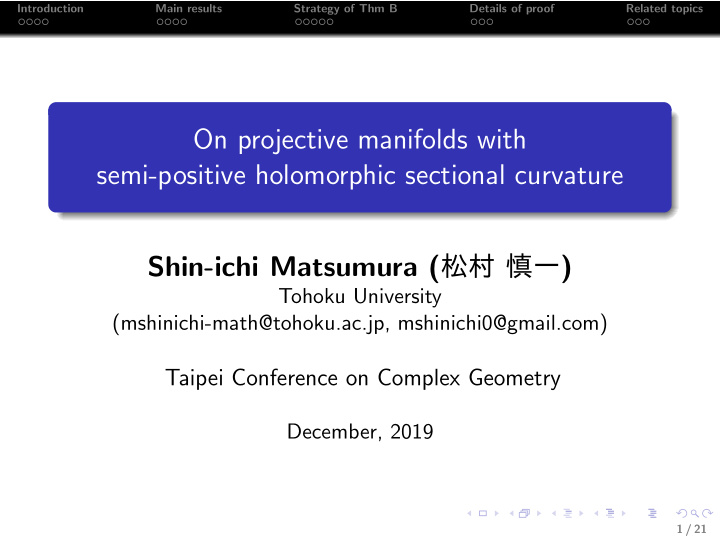 on projective manifolds with semi positive holomorphic