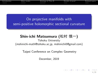 On projective manifolds with  semi-positive holomorphic sectional curvature Shin-ichi Matsumura (