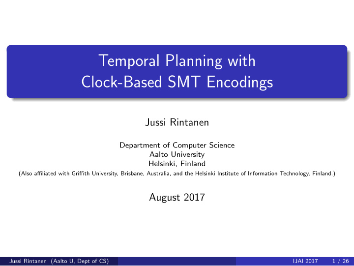 temporal planning with clock based smt encodings