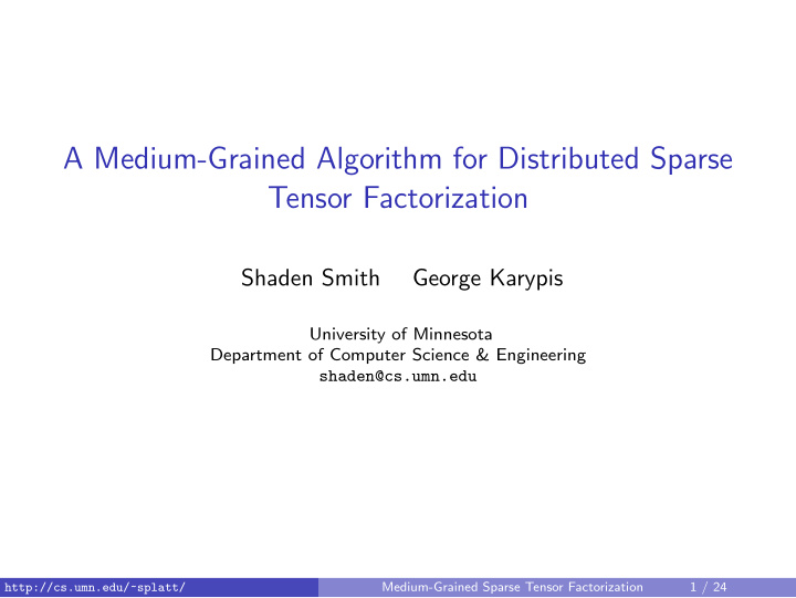 a medium grained algorithm for distributed sparse tensor
