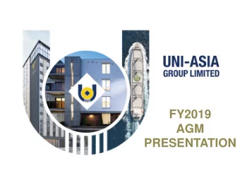 FY2019  AGM  PRESENTATION  DISCLAIMER  This presentation may contain forward-looking statements