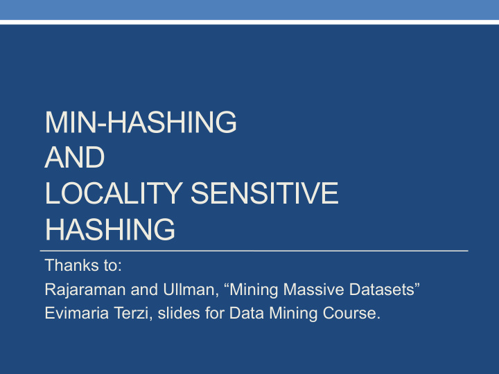 min hashing and locality sensitive hashing
