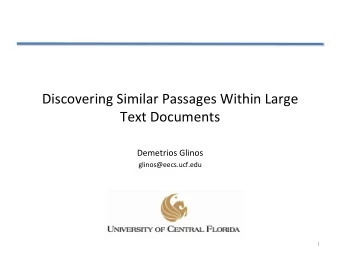 Discovering  Similar  Passages  Within  Large    Text  Documents    Demetrios
