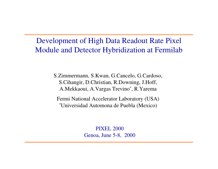 development of high data readout rate pixel module and