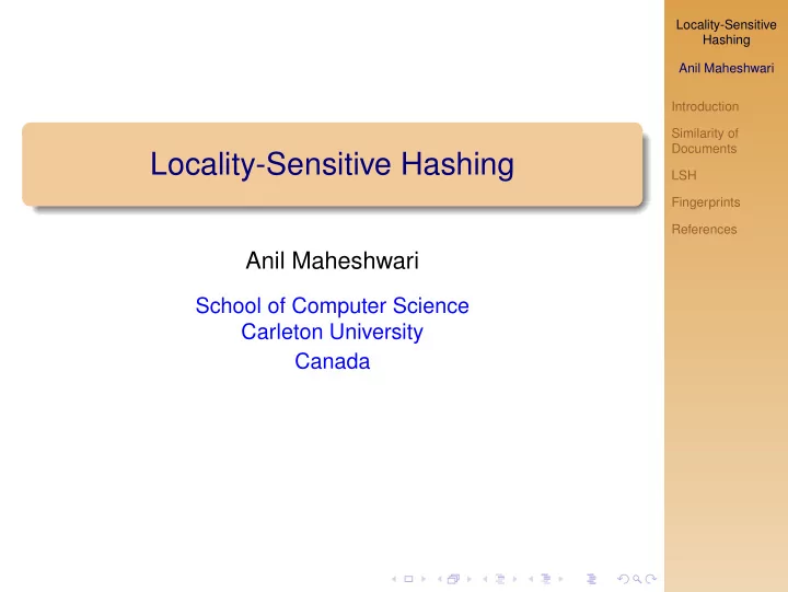locality sensitive hashing