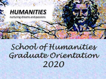 2020  Welcome to SoH  Assistant Professor Winnie Sung  Assistant Chair (Graduate Education)  School