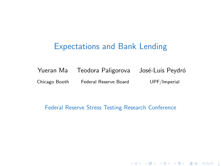 expectations and bank lending