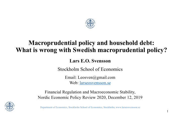 macroprudential policy and household debt what is wrong