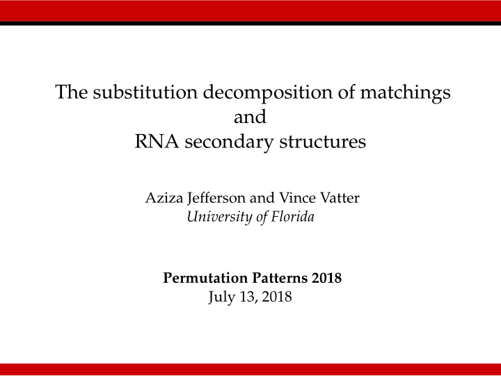 the substitution decomposition of matchings and rna