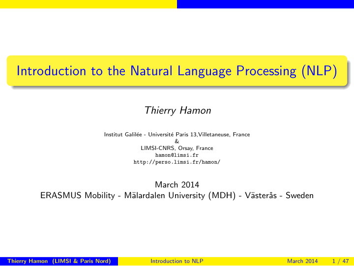 introduction to the natural language processing nlp