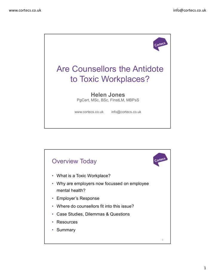 are counsellors the antidote to toxic workplaces