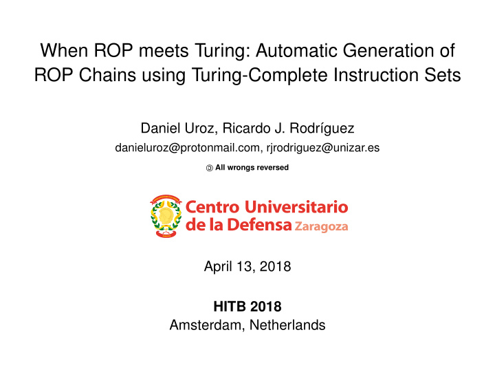 when rop meets turing automatic generation of rop chains