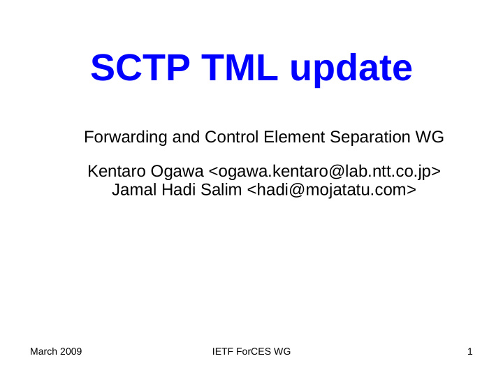 sctp tml update