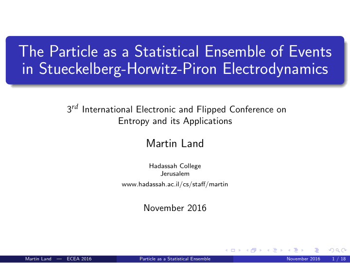 the particle as a statistical ensemble of events in