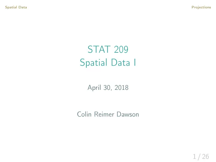 stat 209 spatial data i