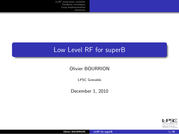 low level rf for superb