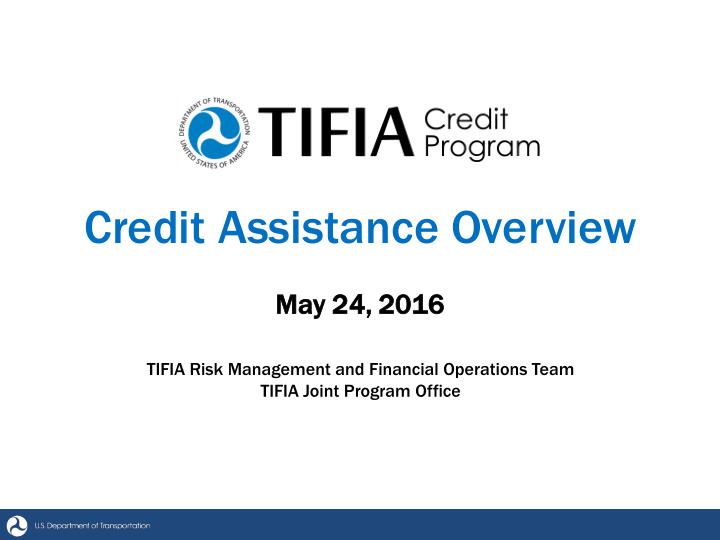 credit assistance overview