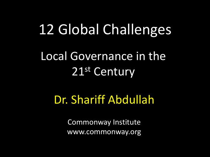12 global challenges