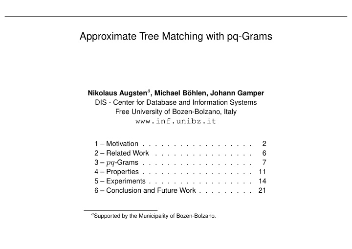 approximate tree matching with pq grams