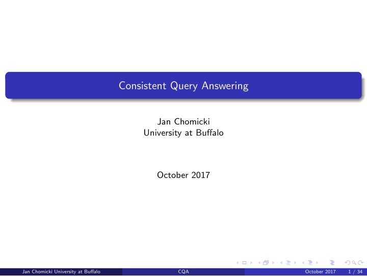 consistent query answering