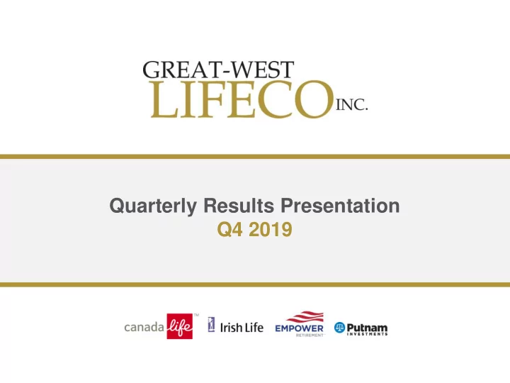 quarterly results presentation q4 2019 cautionary notes