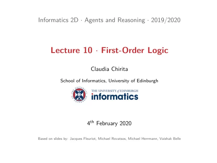 lecture 10 first order logic